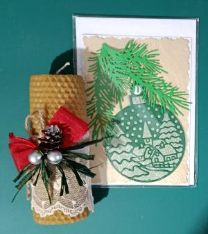 Lumânare groasă cu felicitare